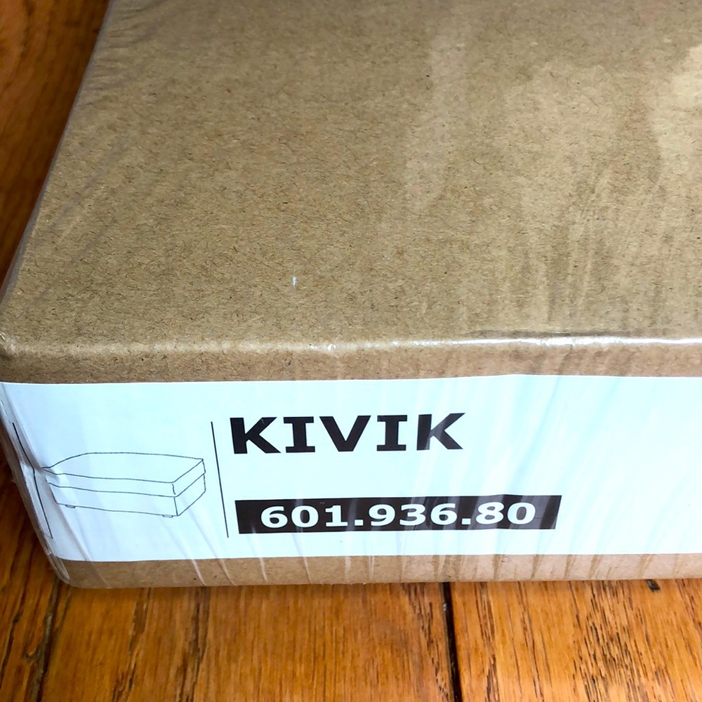 NEW IKEA KIVIK FOOTSTOOL TENO LIGHT GRAY STORAGE OTTOMAN SLIPCOVER TWEED LIKE